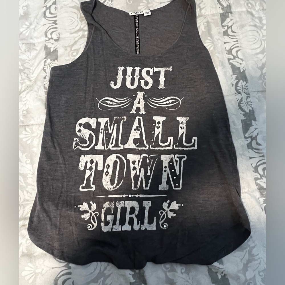“Just a small town girl” jeweled tank